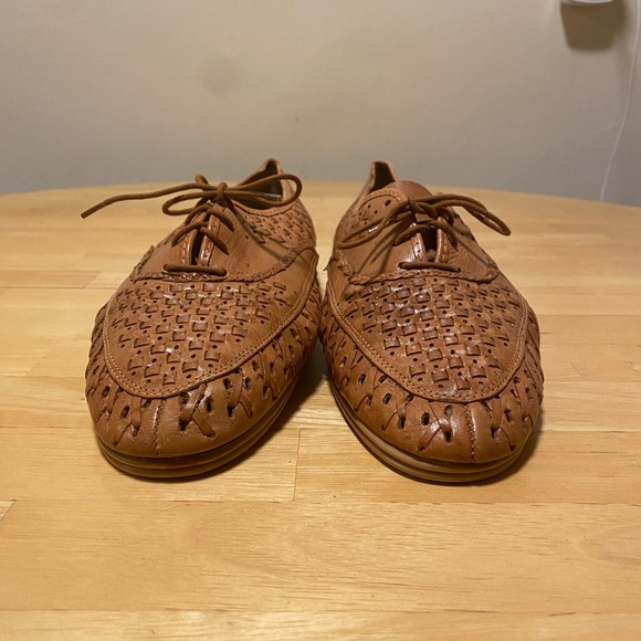 Vintage Hippopotamus Tan Woven Leather Oxfords Flats Made in Brazil Men's 10 - Picture 2 of 8